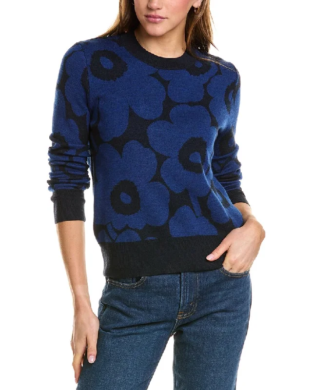Marimekko Koolaus Pieni Unikko II Wool Sweater Zippered Front Buttoned Front Snap Front Marimekko Koolaus Pieni Unikko II Wool Sweater Zippered Front Buttoned Front Snap Front