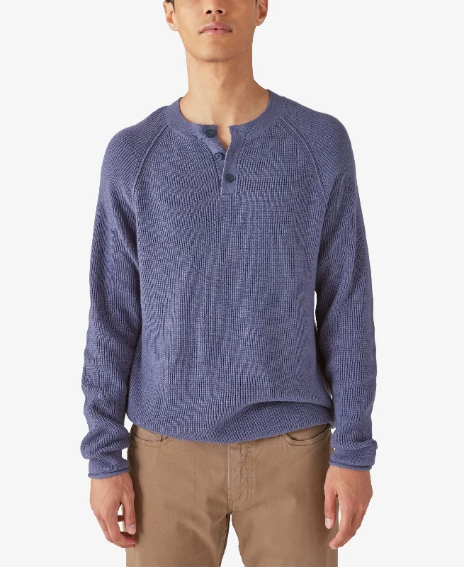 Men's Long Sleeves Cloud Soft Henley Sweater Elegant Classic Vintage