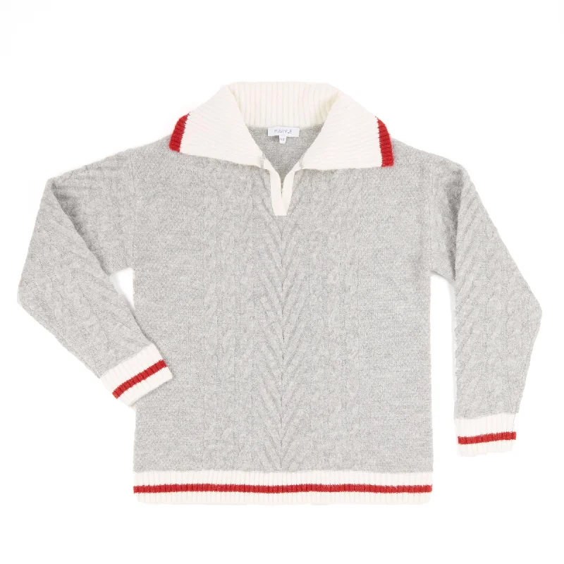 mySTYLE Women's Striped Collar Wool Sock Sweater Chenille Brocade Lace