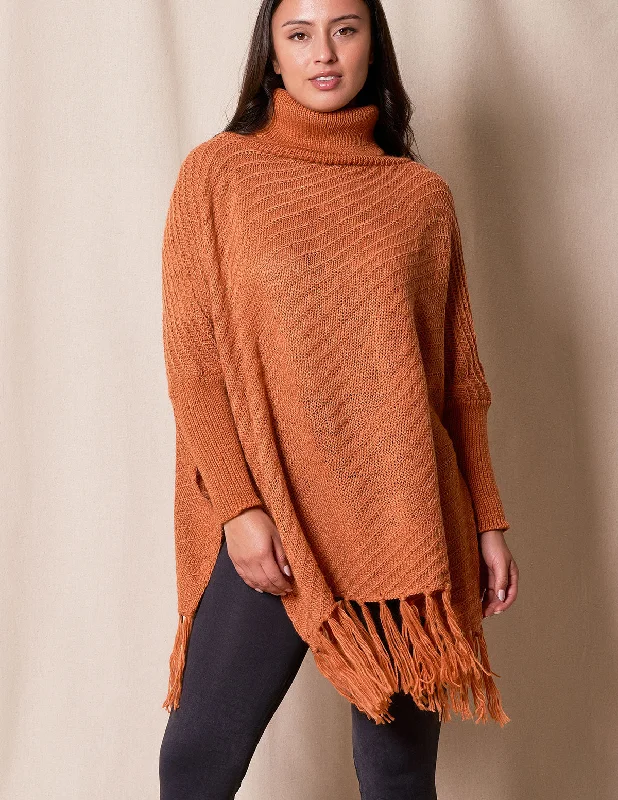Nina Roll Neck Sweater - Spice Wool Fabric Cashmere Fabric Tweed Fabric