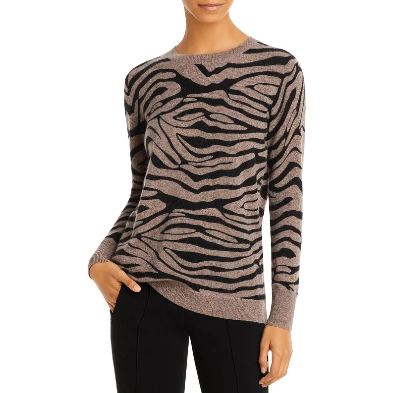 Private Label Womens Cashmere Animal Print Crewneck Sweater