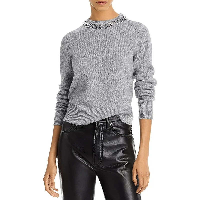 Private Label Womens Cashmere Heathered Crewneck Sweater Collared Crew Neck Turtle Neck