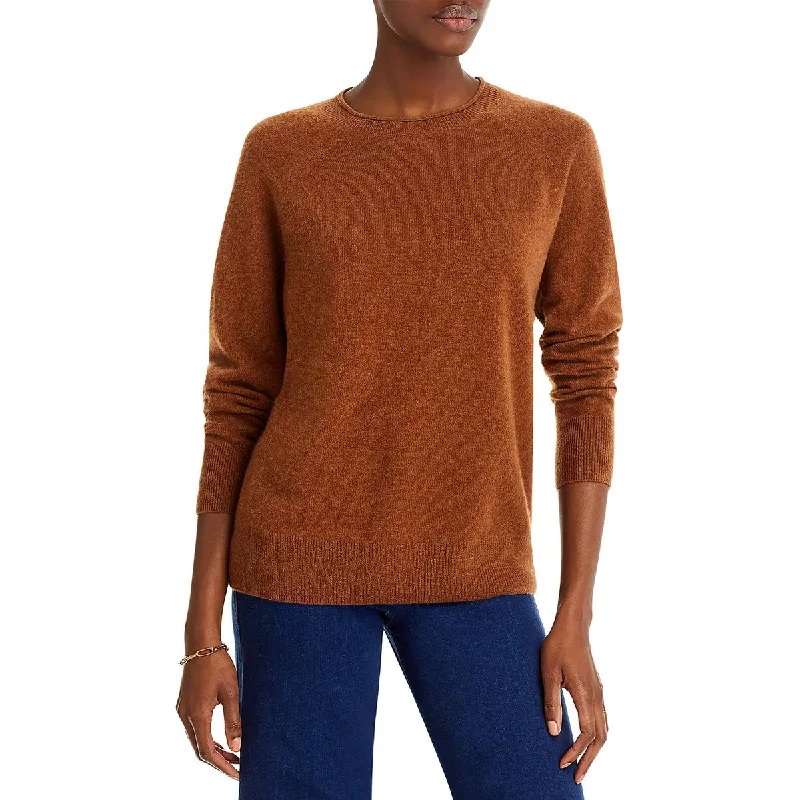 Private Label Womens Ribbed Trim Long Sleeve Crewneck Sweater