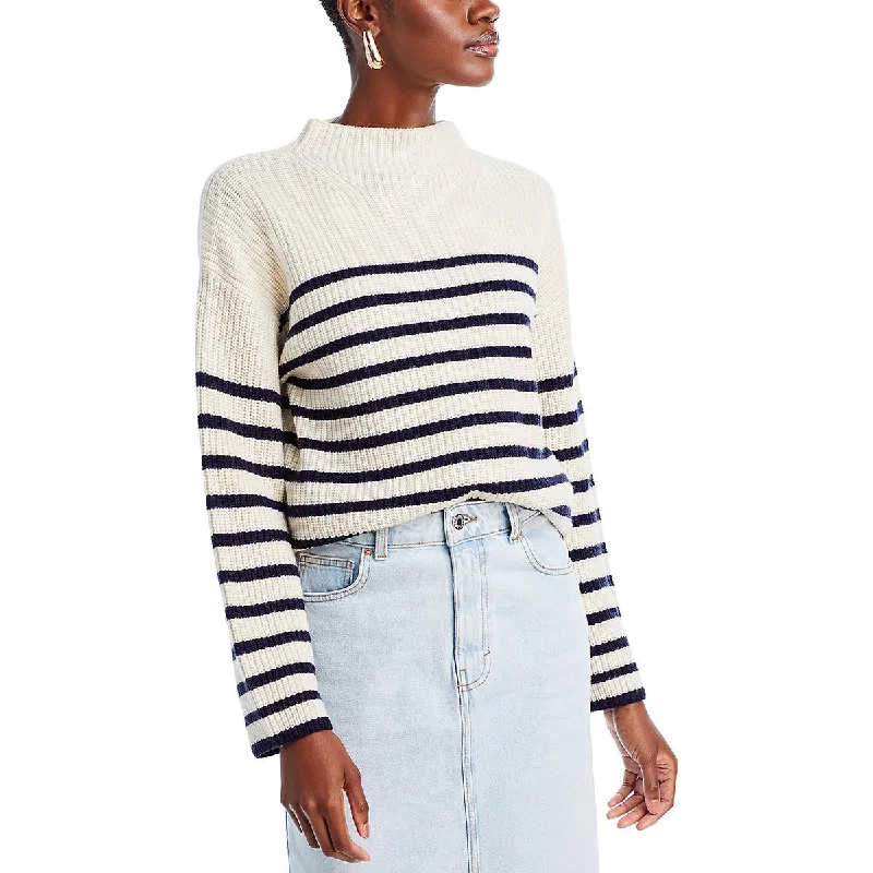 Rails Womens Claudia Wool Blend Striped Mock Turtleneck Sweater Open Front Closed Front Wrap Front