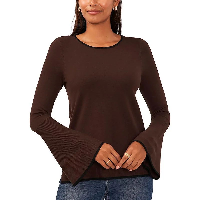 Sam and Jess Womens Side Slit Long Sleeve Crewneck Sweater Fitted Slim Tailored