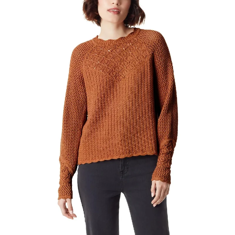 Sam Edelman Womens Open Stitch Yoke Crewneck Sweater Cable Knit Ribbed Knit Lace Knit Sam Edelman Womens Open Stitch Yoke Crewneck Sweater Cable Knit Ribbed Knit Lace Knit