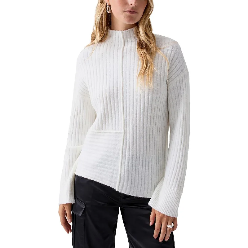Sanctuary Womens Ribbed Long Sleeve Funnel-Neck Sweater Stylish Fashionable Trendy