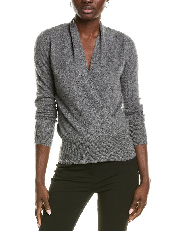 sofiacashmere Modern Faux Wrap Cashmere Sweater