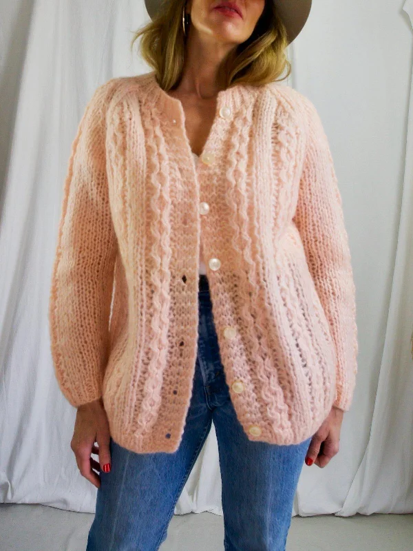 Soft Peach Italian Mohair Sweater Fitted Loose Oversized