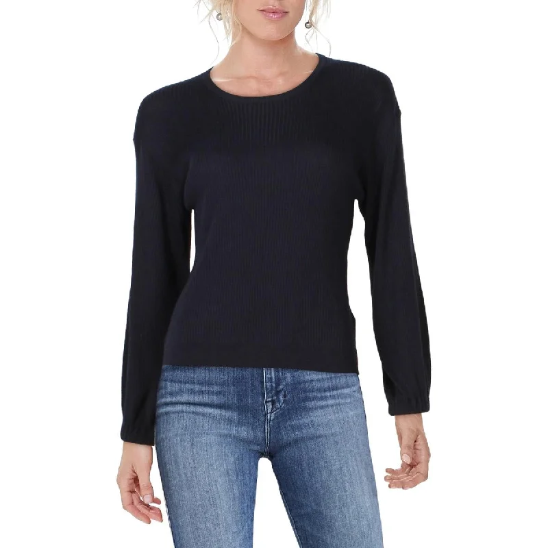 Splendid Womens Solid Crewneck Sweater Long Sweater Short Sweater Cropped Sweater