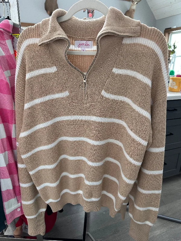 Tan Jameson 1/4 zip sweater Neon Metallic Matte