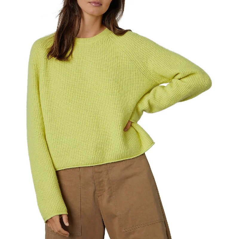 VELVET BY GRAHAM & SPENCER Womens Shaker Knit Rolled Hem Crewneck Sweater Zippered Front Buttoned Front Snap Front