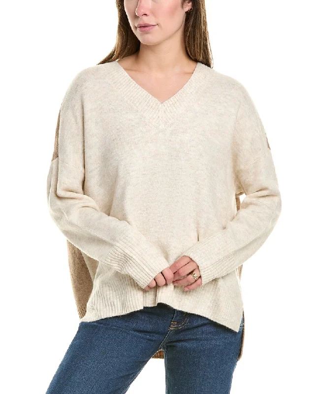 Vince Camuto High-Low Sweater Faux Fur Fabric Real Fur Fabric Shearling Fabric