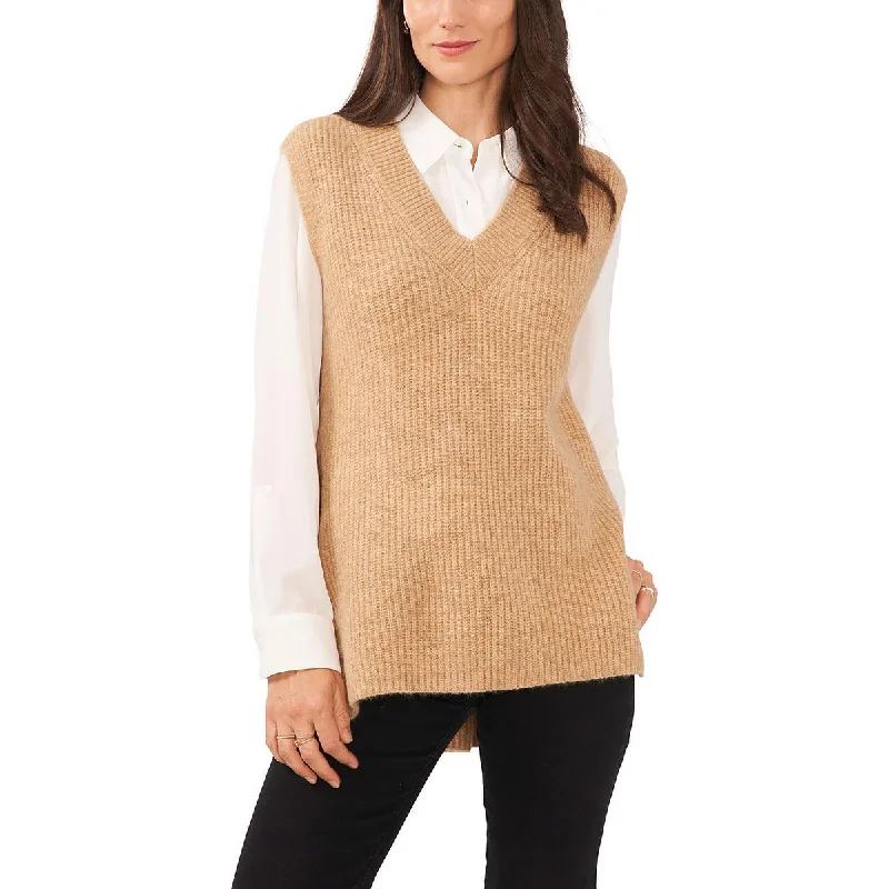 Vince Camuto Womens Knit V-Neck Sweater Vest Front Pockets Side Pockets Patch Pockets Vince Camuto Womens Knit V-Neck Sweater Vest Front Pockets Side Pockets Patch Pockets