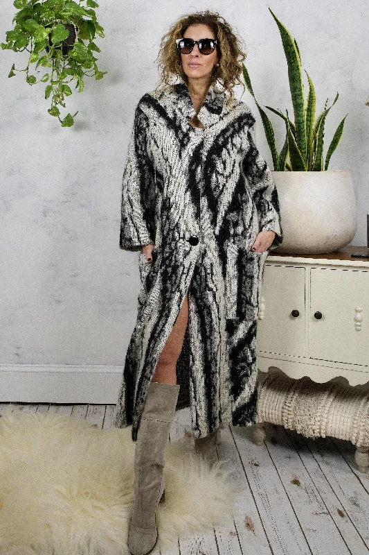 Vintage Abstract Mohair Sweater Coat Plaid Sweater Polka Dot Checkered