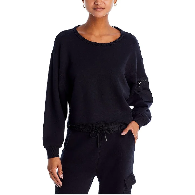 Vintage Havana Womens Utility Crewneck Crop Sweater Seamless Knitted Crochet