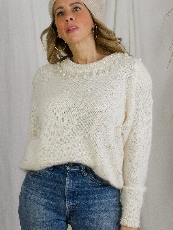 Vintage Pearl Teardrop Sweater Modern Contemporary Chic