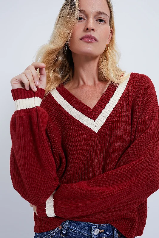 Washed Red Ashe Sweater Hooded Sweater Collared Sweater Shawl Collar