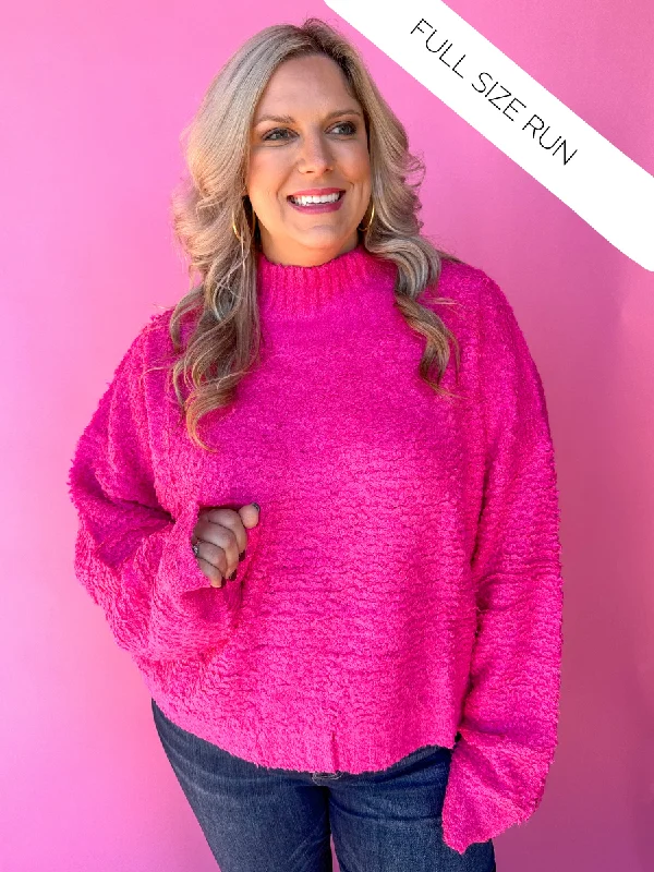 Wasted On You Sweater - Fuchsia Sweater Knitwear Pullover