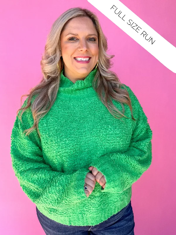 Wasted On You Sweater - Green Fitted Slim Tailored
