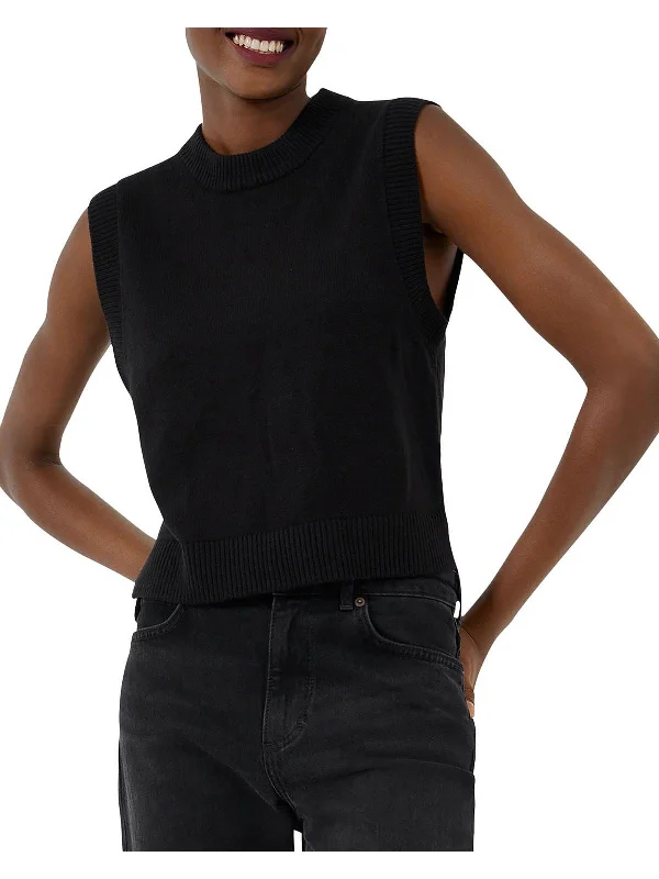 Womens Knit Ribbed Trim Tank Top Sweater Bright Pastel Dark