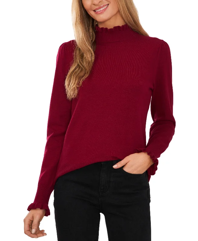 Women's Mock Neck Long Sleeve Sweater Thin Thick Dense