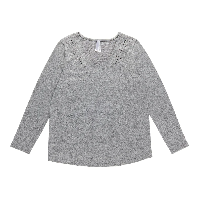 Women's Sweater Knit Top with Lace-Up Detailing Slim Fit Regular Fit Oversized