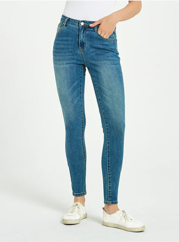 SLIM JEANS PENCIL PANTS Comfortable Folded Hem Jeans