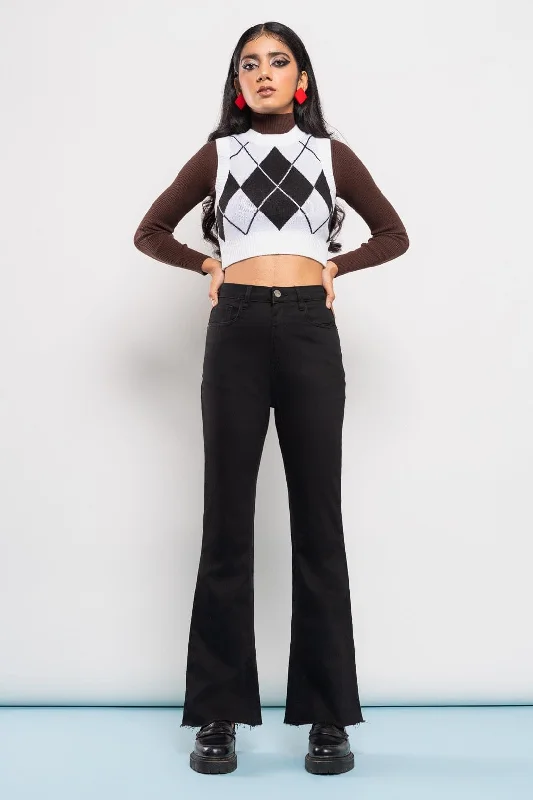 70's Slim Black Bootcut Jeans Casual High-Waisted Bootcut Jeans