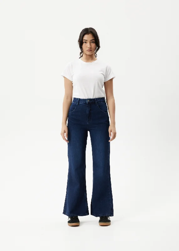 AFENDS Womens Marsha - Denim Slim Flared Jeans - Original Rinse Stylish High-Waist Skinny Denim