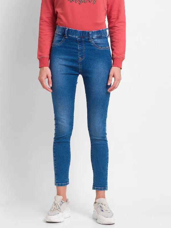 Spykar Mid Blue Lycra Super Skinny Ankle Length Jeans For Women (Alexa) Comfortable Low-Rise Jeans Spykar Mid Blue Lycra Super Skinny Ankle Length Jeans For Women (Alexa) Comfortable Low-Rise Jeans