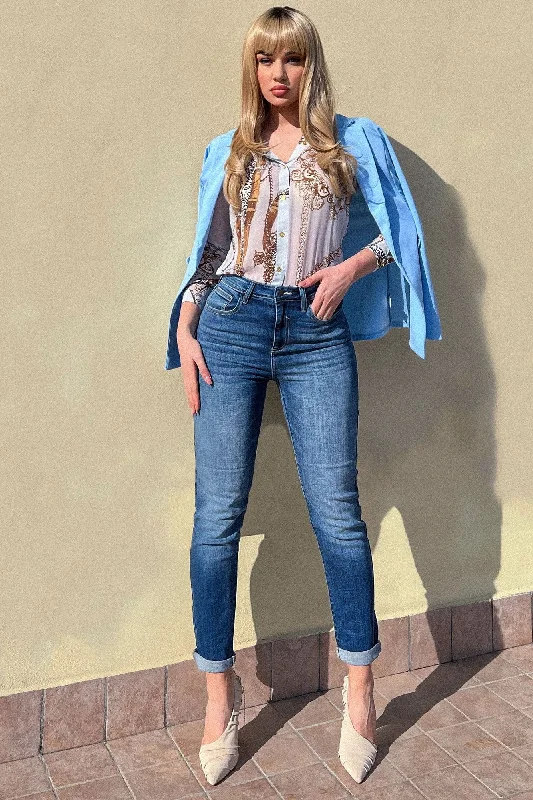 Always In Style High Rise Boyfriend Jeans - Medium Blue Wash Casual Bootcut Ripped Jeans Always In Style High Rise Boyfriend Jeans - Medium Blue Wash Casual Bootcut Ripped Jeans
