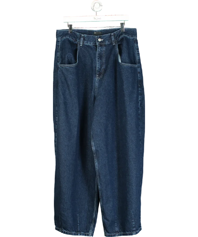 ASOS Blue Extreme Wide-leg Jeans W36 Comfortable Faded High-Rise Jeans