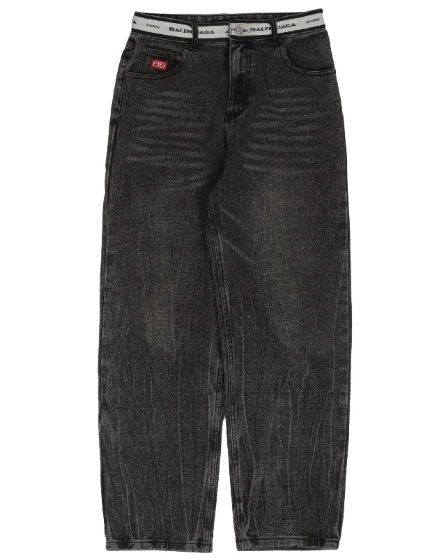 Waistband Jeans Chic Dark-Wash Skinny Jeans