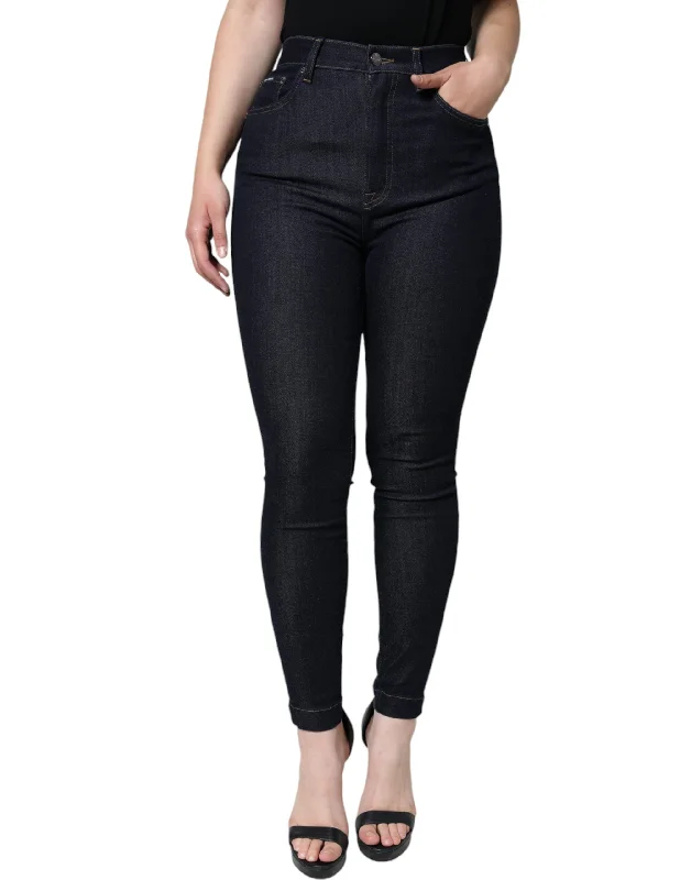 Black Cotton Stretch Skinny Denim Jeans Comfortable Stretch Fit Jeans
