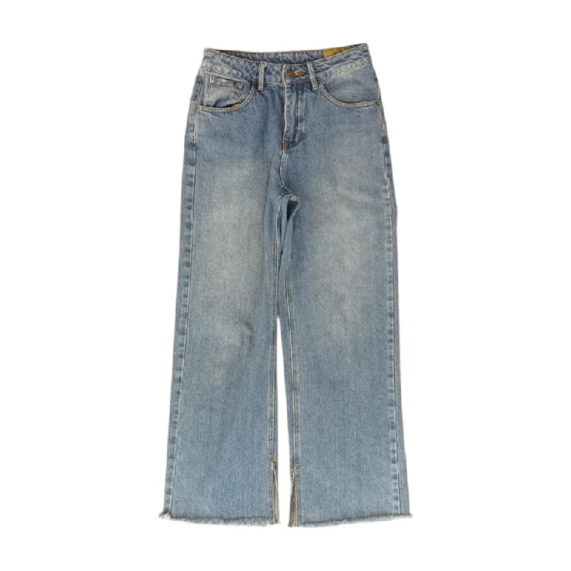 Blue Solid High Rise Straight Leg Jeans Stylish Relaxed Fit Skinny Jeans