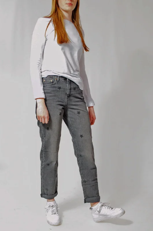 Boyfriend Star Ankle Grazer Jeans Casual Light Wash Jeans