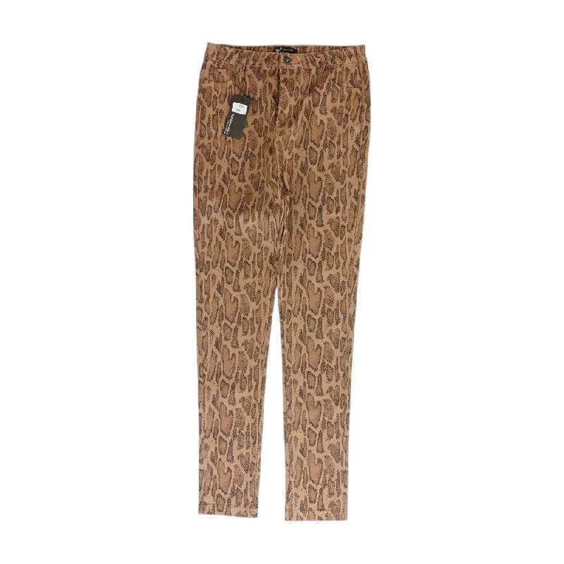 Brown Animal Print High Rise Skinny Leg Jeans Stylish Acid-Wash Jeans