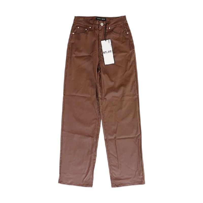 Brown Solid High Rise Straight Leg Jeans