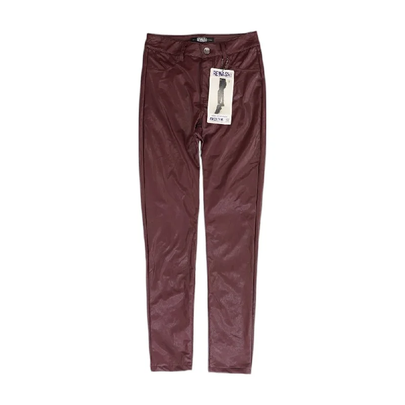 Burgundy Solid High Rise Skinny Leg Jeans