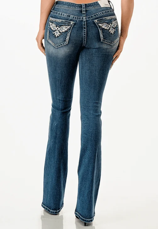 Grace in LA Easy Fit Women's Wings Bootcut Jeans EB51860