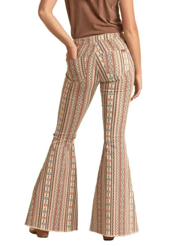 Rock & Roll Cowgirl High Rise Stretch Rose Aztec Flare Jeans RRWD7PR0RY Fashionable Bootcut Jeans Rock & Roll Cowgirl High Rise Stretch Rose Aztec Flare Jeans RRWD7PR0RY Fashionable Bootcut Jeans