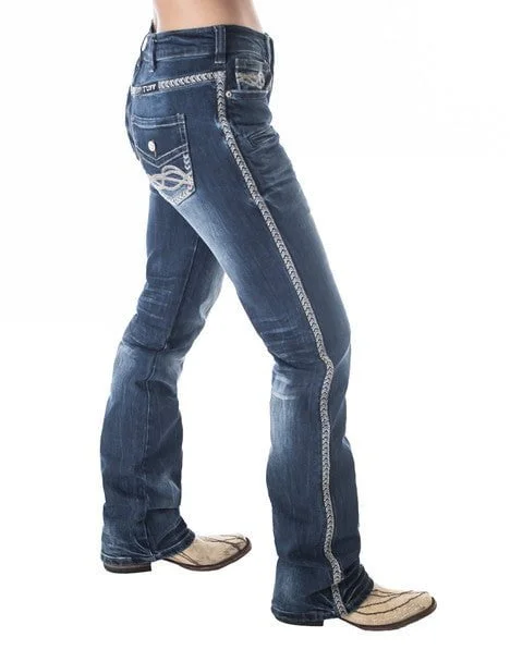 Cowgirl Tuff Womens Rusty ZigZag Dark Wash Cotton Blend Jeans Elegant Wide-Leg Jeans Cowgirl Tuff Womens Rusty ZigZag Dark Wash Cotton Blend Jeans Elegant Wide-Leg Jeans