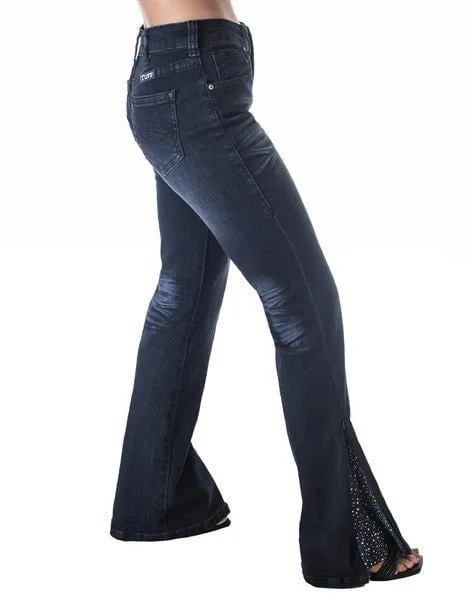 Cowgirl Tuff Womens Zip It Up Bling Dark Wash Cotton Blend Jeans Fashionable Distressed Jeans Cowgirl Tuff Womens Zip It Up Bling Dark Wash Cotton Blend Jeans Fashionable Distressed Jeans