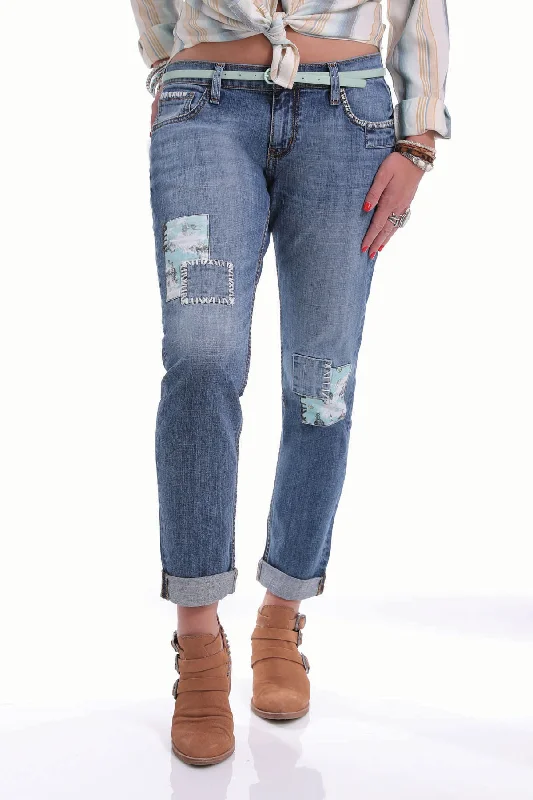 Cruel Girl Women's Rhyon Straight Leg Jeans- Medium Stonewash Stylish High-Waisted Denim