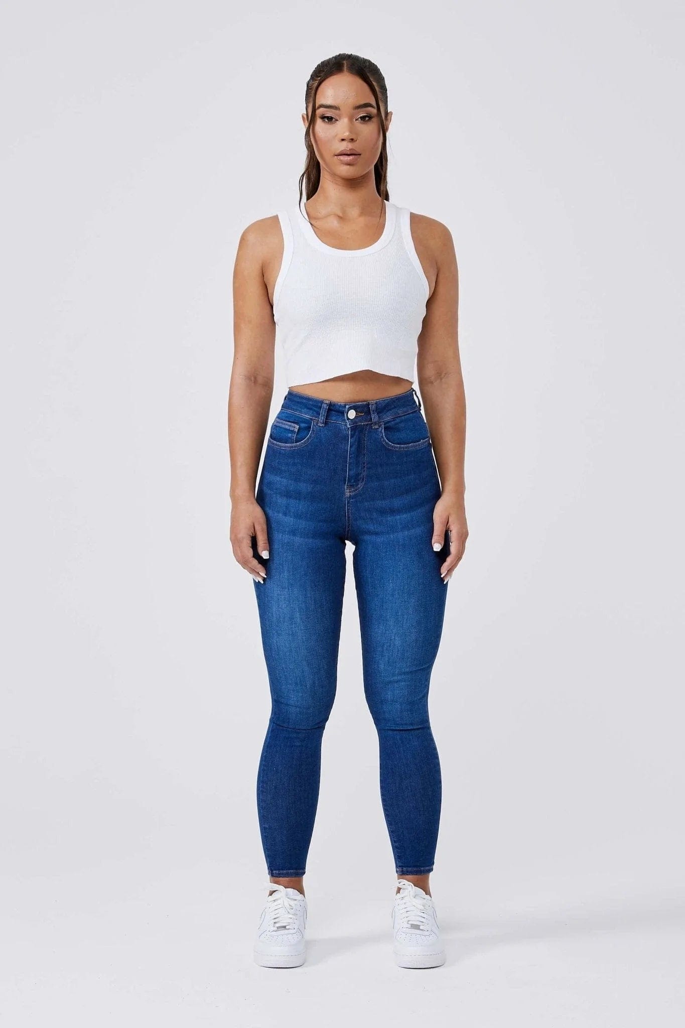 SKINNY JEANS - DARK BLUE Chic Cropped Jeans