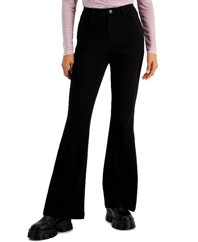 Dollhouse Juniors' High-Rise Bootcut Flared Leg Jeans Stylish Acid-Wash Jeans