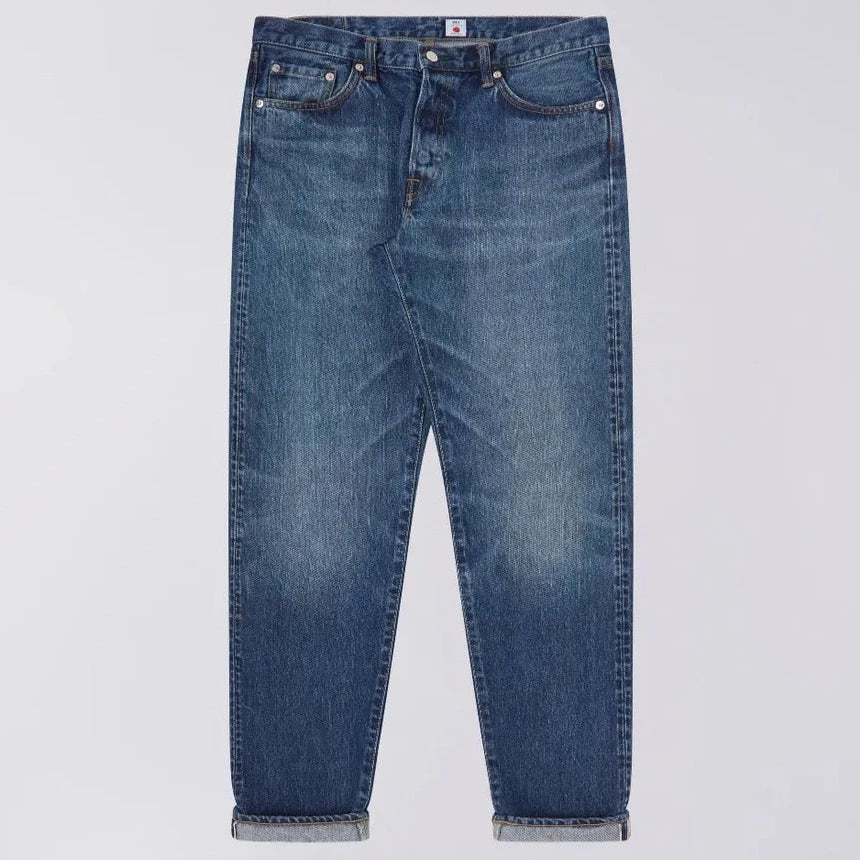 Edwin - Regular Tapered Jeans - Kurabo Recycle Denim - Red Selvedge - Blue Dark Used Stylish Tapered Fit Jeans Edwin - Regular Tapered Jeans - Kurabo Recycle Denim - Red Selvedge - Blue Dark Used Stylish Tapered Fit Jeans