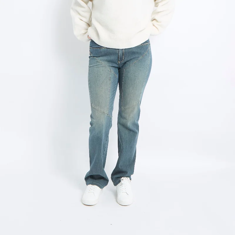 Embroidery Detail Flare Leg Jeans - UK 10 Fashionable Raw Hemmed Jeans