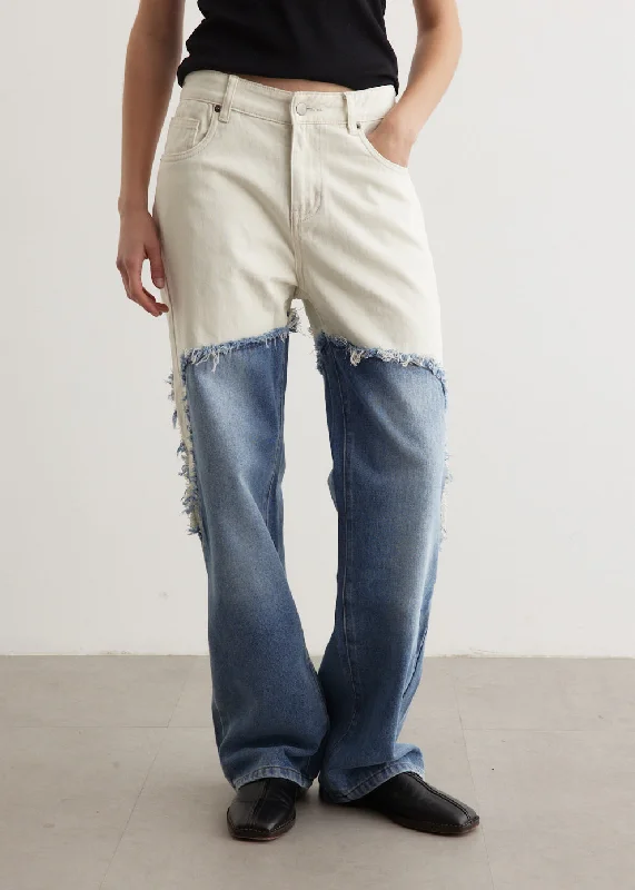 Fray Jeans Comfortable Straight-Legged Denim